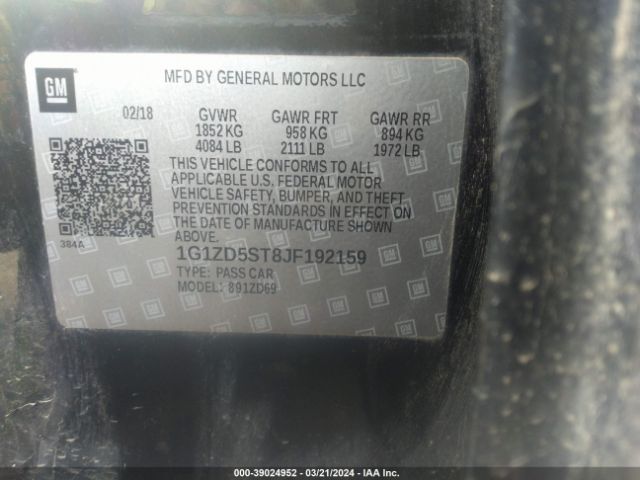 1G1ZD5ST8JF192159 Chevrolet MALIBU LT