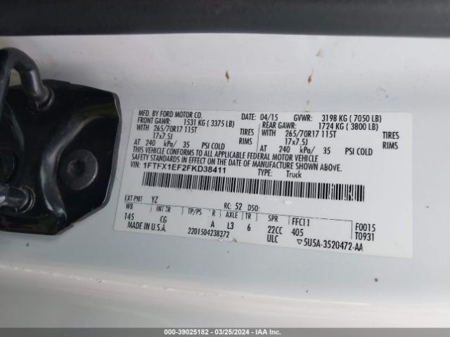 1FTFX1EF2FKD38411 Ford F-150 Xl
