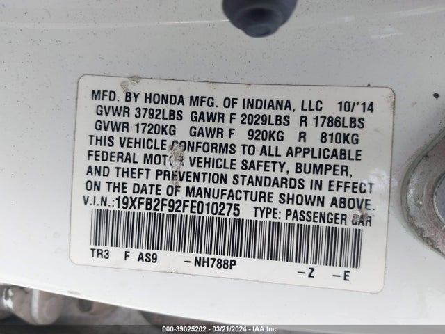 Honda Civic Ex-l 2015 19XFB2F92FE010275 Image 9