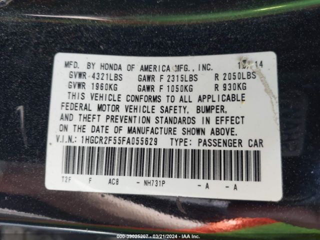 1HGCR2F55FA055629 Honda Accord Sport