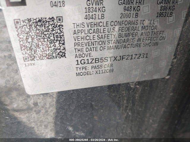 Chevrolet Malibu 1ls 2018 1G1ZB5STXJF217231 Image 9