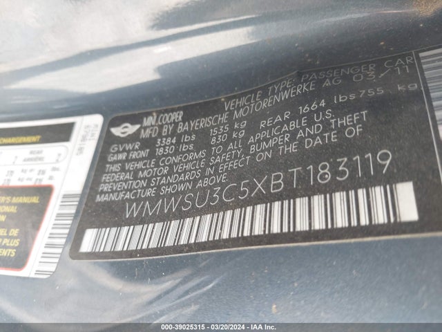 2011 MINI COOPER WMWSU3C5XBT183119 Photo 8