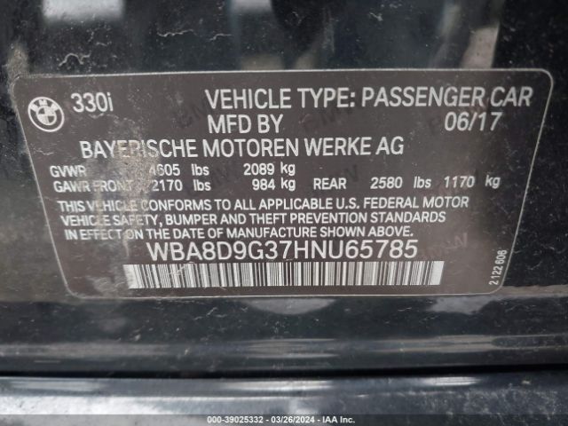 WBA8D9G37HNU65785 BMW 330i Xdrive