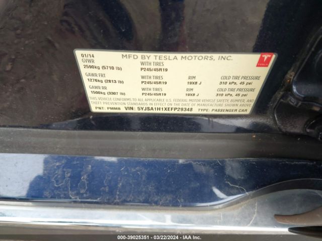 5YJSA1H1XEFP29348 Tesla Model S P85