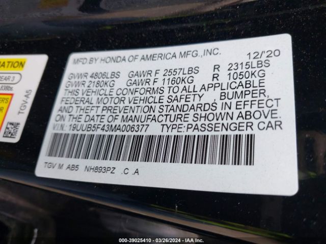 19UUB5F43MA006377 Acura Tlx Technology Package