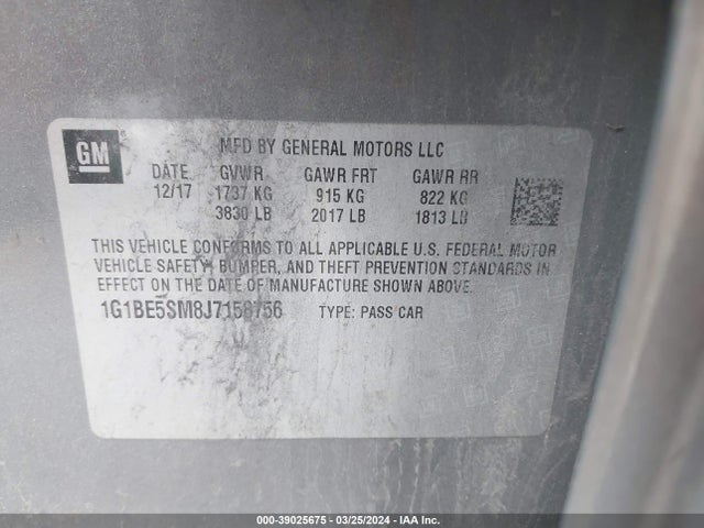 Chevrolet Cruze Lt Auto 2018 1G1BE5SM8J7158756 Image 9