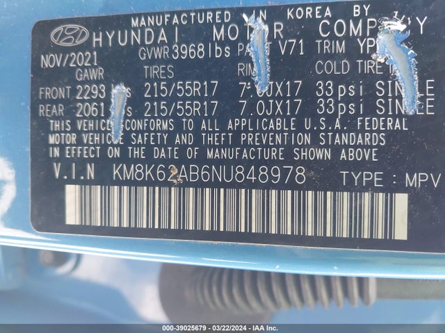 Hyundai Kona Sel 2022 KM8K62AB6NU848978 Image 9