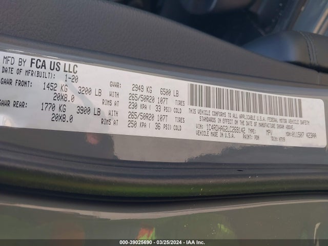 Dodge Durango Sxt Plus Rwd 2020 1C4RDHAG2LC269142 Image 9