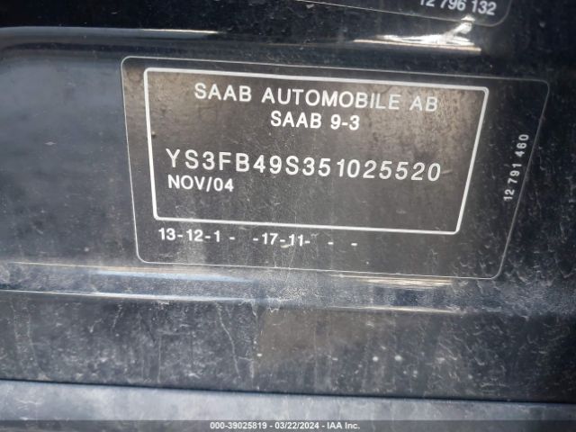 2005 SAAB 9-3 YS3FB49S351025520 Photo 8