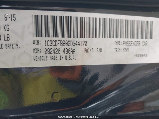 Dodge DART SXT 2016 1C3CDFBB0GD544170 Image 9