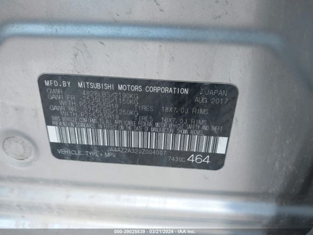 JA4AZ2A32JZ004007 Mitsubishi Outlander Es