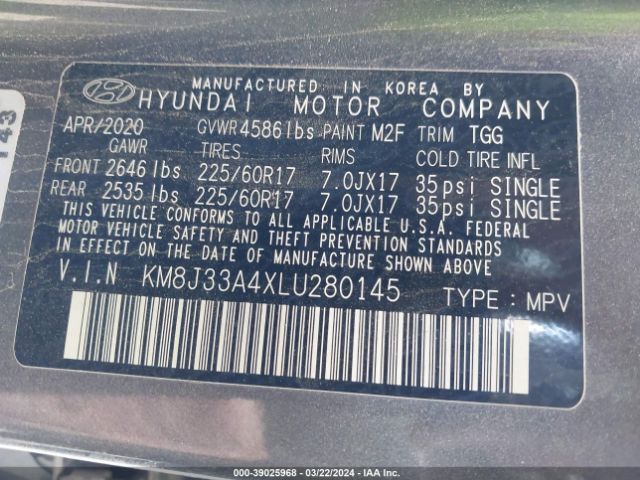 KM8J33A4XLU280145 Hyundai Tucson Value