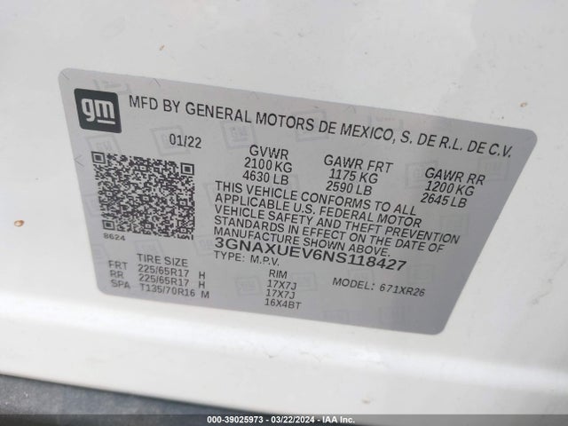 Chevrolet Equinox Awd Lt 2022 3GNAXUEV6NS118427 Image 9