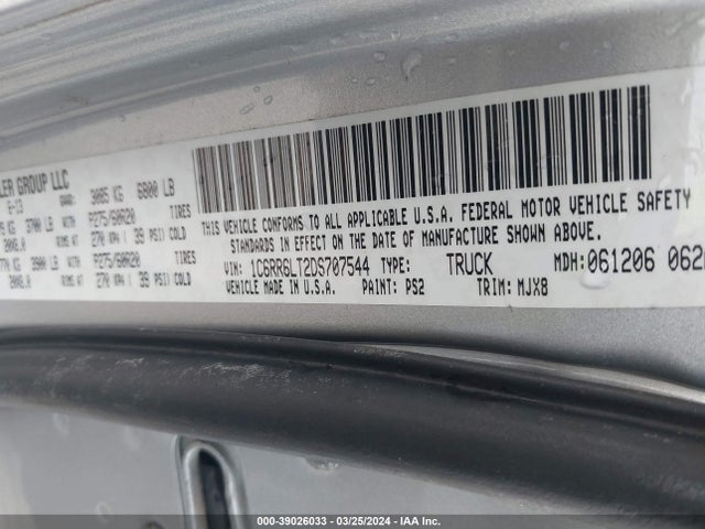 2013 RAM 1500 1C6RR6LT2DS707544 Photo 8