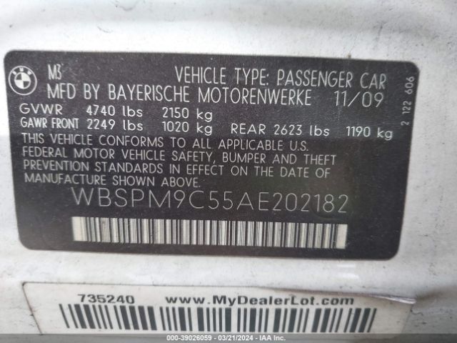 2010 BMW M3 WBSPM9C55AE202182 Photo 8