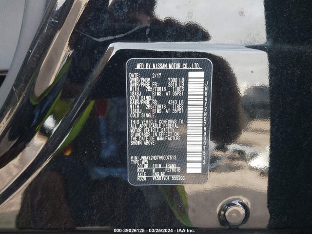 Nissan ARMADA SV 2017 JN8AY2ND7H9007513 Image 9