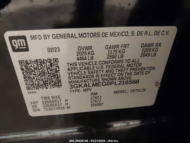 3GKALMEG0PL216568 GMC Terrain Fwd Sle