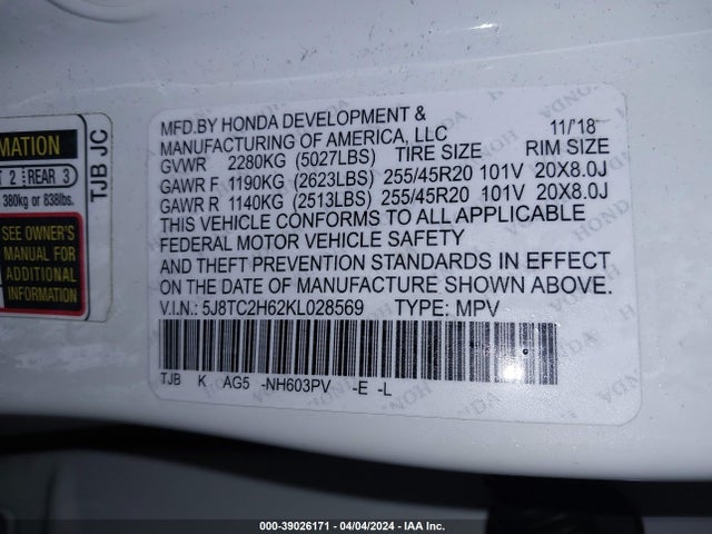 5J8TC2H63KL025258 Acura Rdx A-spec Package