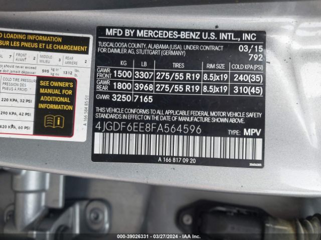 4JGDF6EE8FA564596 Mercedes-Benz Gl 450 4matic