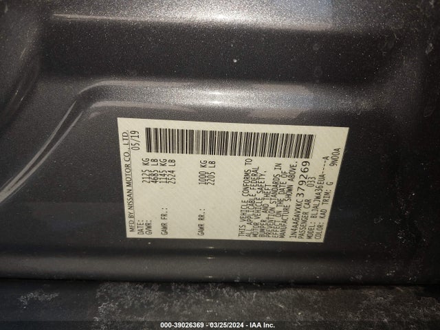 Nissan Maxima 3.5 Sv 2019 1N4AA6AVXKC379269 Image 9