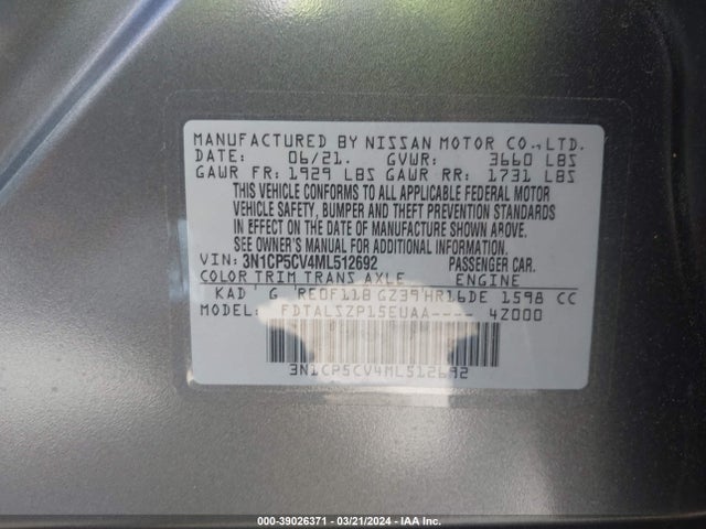 Nissan Kicks Sv Xtronic Cvt 2021 3N1CP5CV4ML512692 Image 9