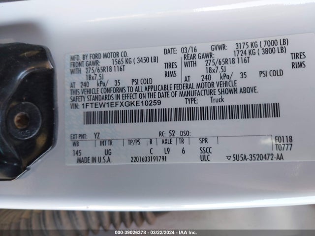 Ford F-150 Xlt 2016 1FTEW1EFXGKE10259 Image 9