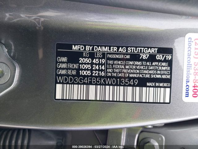 WDD3G4FB5KW013549 Mercedes-Benz A 220 4matic