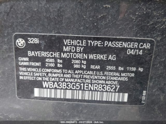 WBA3B3G51ENR83627 BMW 328i Xdrive