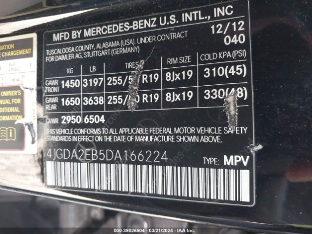 2013 MERCEDES-BENZ ML 350 BLUETEC 4JGDA2EB5DA166224 Photo 8