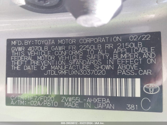 Toyota Prius Le Awd-e 2022 JTDL9MFUXN3037020 Image 9