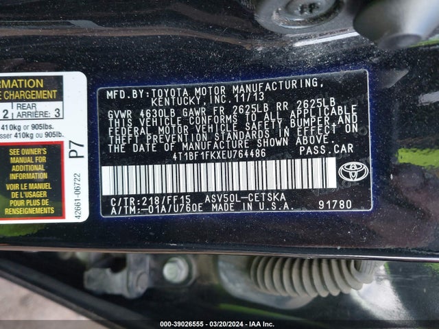 Toyota CAMRY SE 2014 4T1BF1FKXEU764486 Image 9