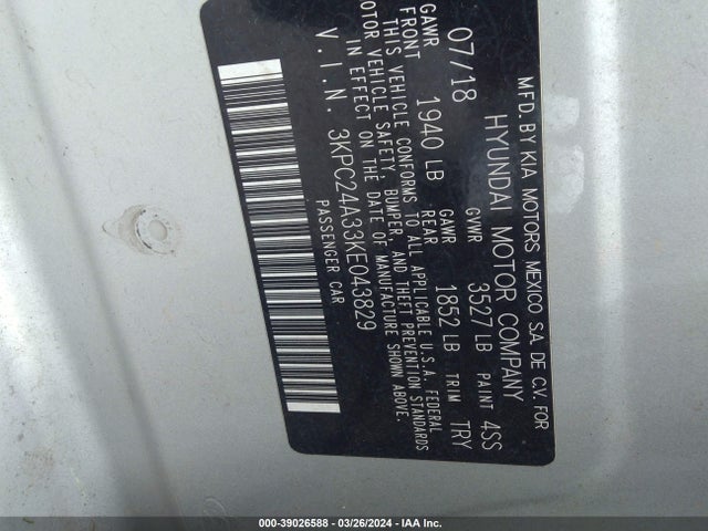 Hyundai ACCENT SE 2019 3KPC24A33KE043829 Image 9