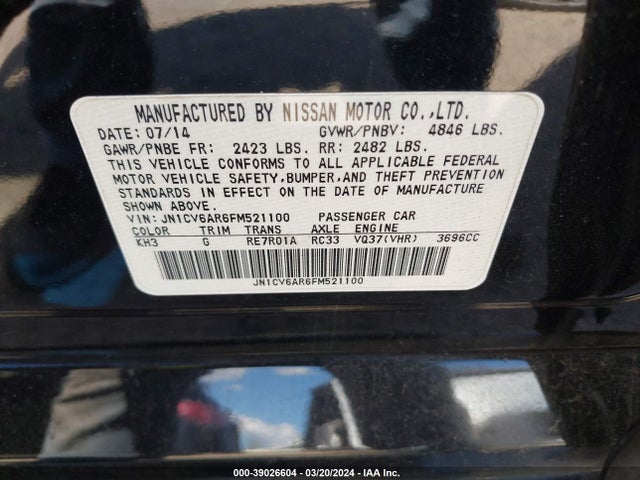 Infiniti Q40 2015 JN1CV6AR6FM521100 Image 9
