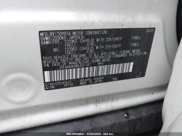 Toyota Venza Xle 2021 JTEAAAAH8MJ031441 Image 9