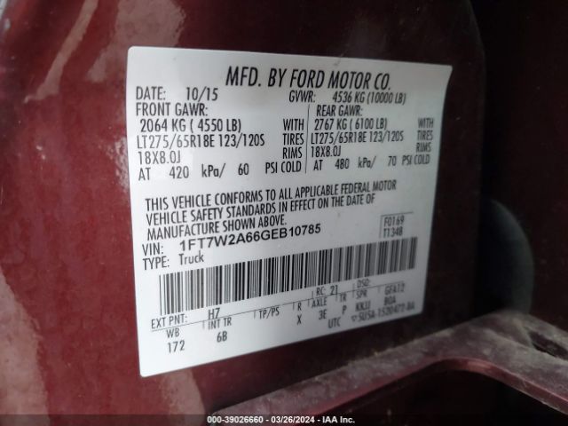 1FT7W2A66GEB10785 Ford F-250 Lariat