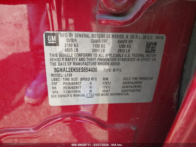 Chevrolet Captiva Sport 2ls 2014 3GNAL2EK5ES654436 Image 9