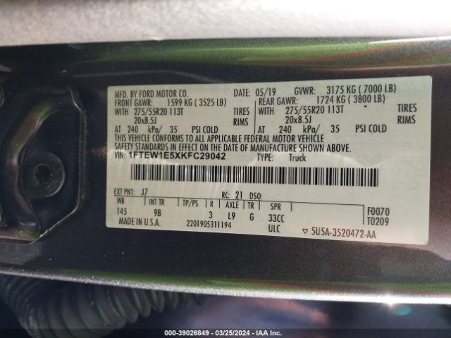 1FTEW1E5XKFC29042 Ford F-150 Platinum