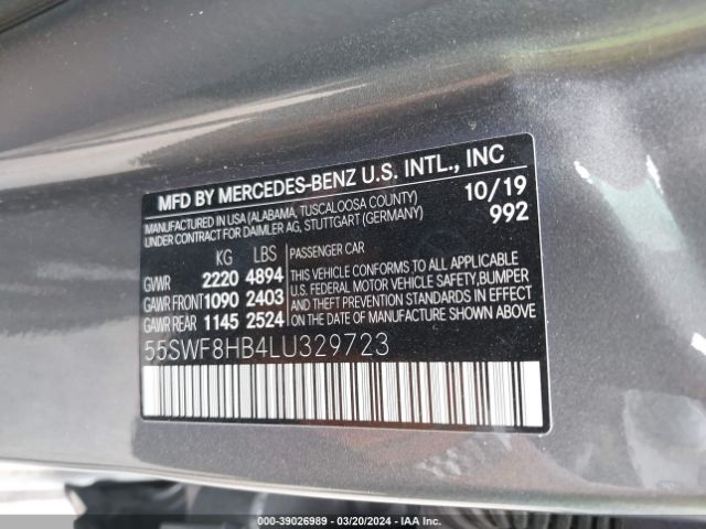 55SWF8HB4LU329723 Mercedes-Benz Amg C 63 S
