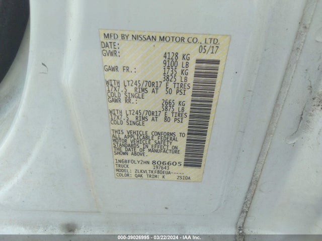 Nissan Nv Cargo Nv2500 Hd Sv V6 2017 1N6BF0LY2HN806605 Image 9