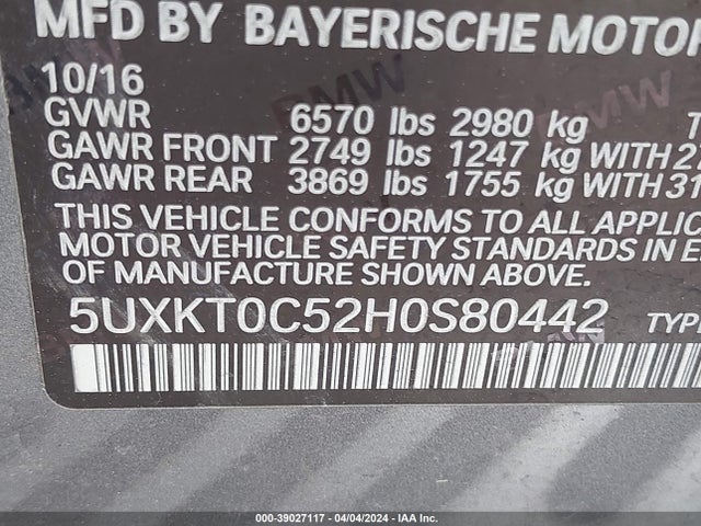 5UXKT0C52H0S80442 BMW X5 Edrive Xdrive40e Iperformance