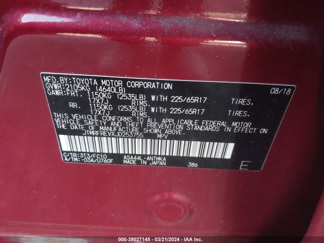 Toyota Rav4 Xle 2018 JTMRFREVXJD253755 Image 9