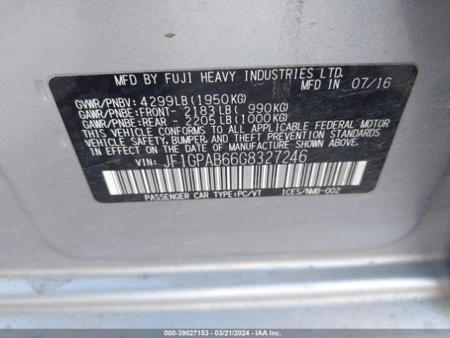 JF1GPAB66G8327246 Subaru Impreza 2.0i Premium