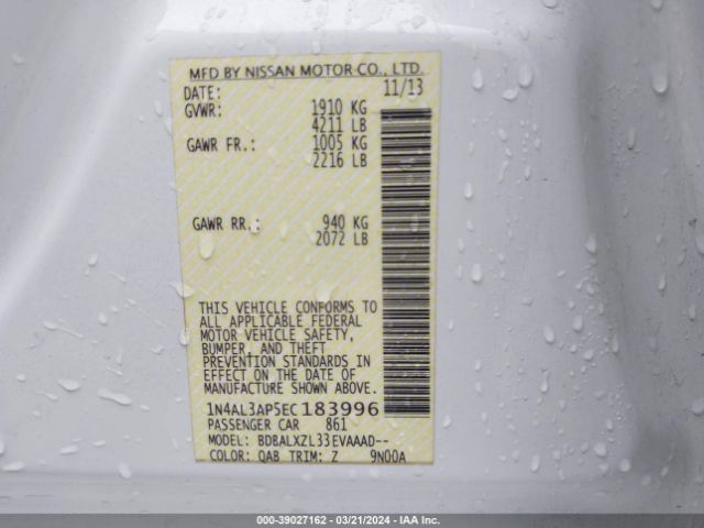 1N4AL3AP5EC183996 Nissan Altima 2.5 Sl