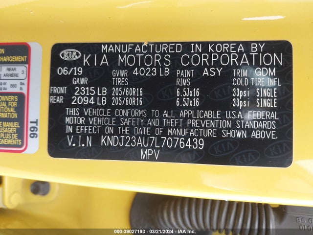 KIA SOUL LX 2020 KNDJ23AU7L7076439 Image 9
