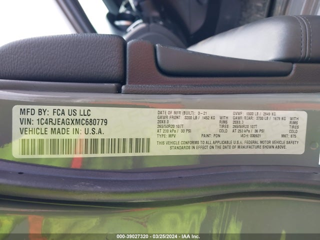 Jeep Grand Cherokee Laredo 2021 1C4RJEAGXMC680779 Image 9