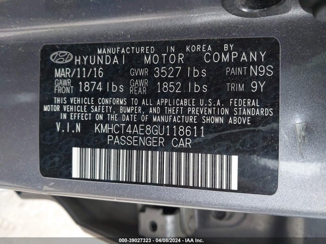 Hyundai ACCENT SE 2016 KMHCT4AE8GU118611 Image 9