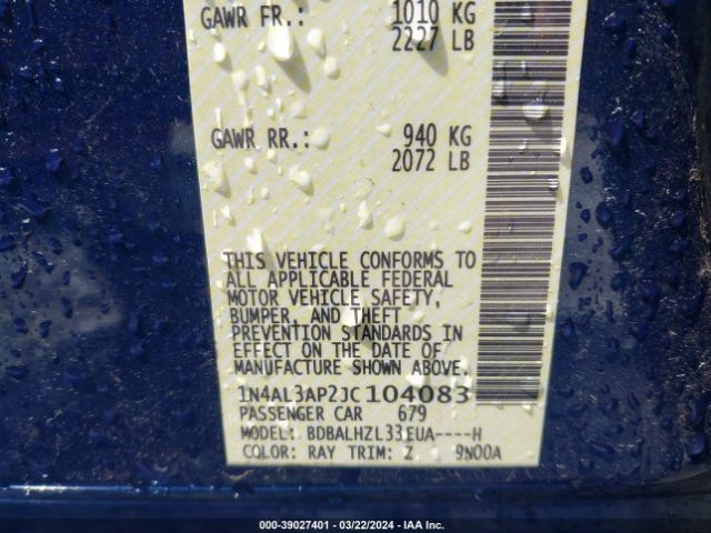 1N4AL3AP2JC104083 Nissan Altima 2.5 Sr