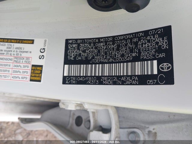 Toyota COROLLA LE 2022 JTDEPMAE4NJ200349 Image 9
