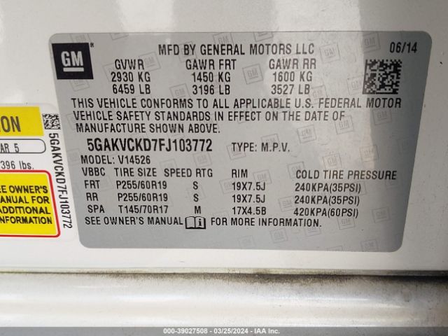 5GAKVCKD7FJ103772 Buick Enclave Premium