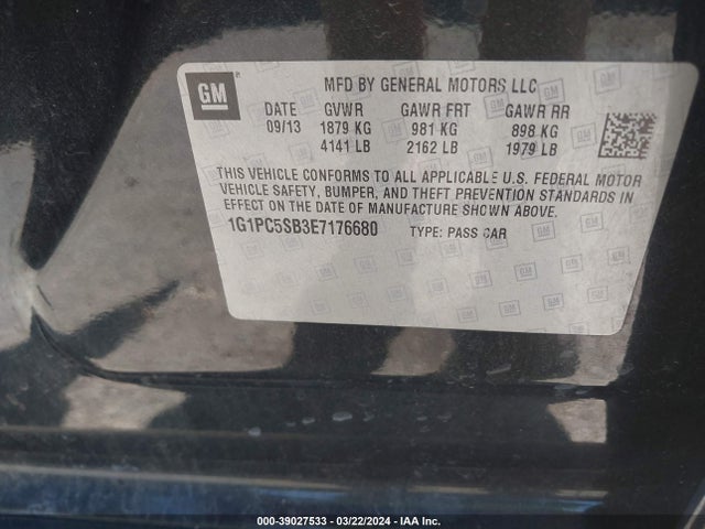 Chevrolet Cruze 1lt Auto 2014 1G1PC5SB3E7176680 Image 9